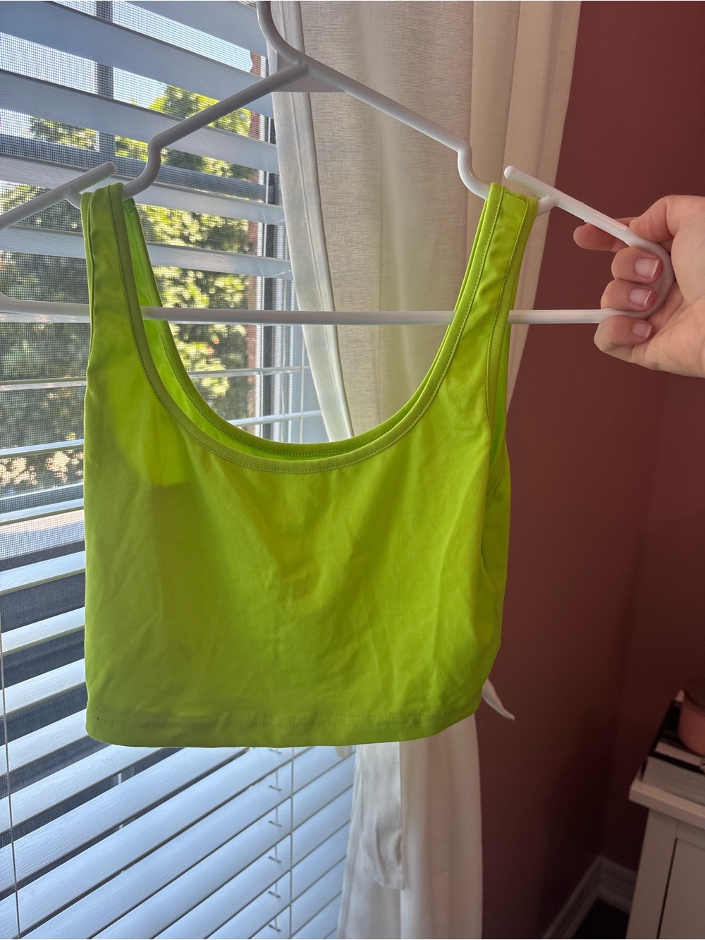 SHEIN Neon Lime Scoop Neck Crop Tank